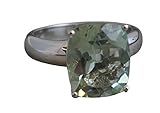 Handmade Anillo de plata esterlina con amatista verde, tamaño 12 (US Size 6 / Diameter 16.5)