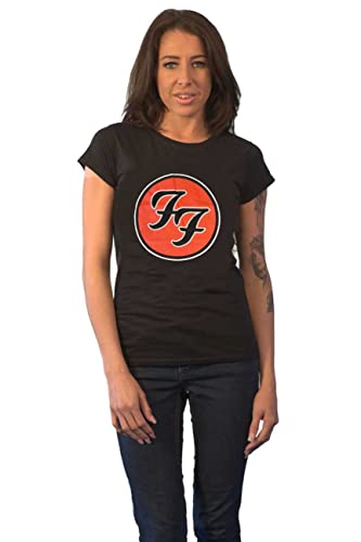 Foo Fighters T Shirt FF Band Logo Official Womens Skinny Fit Black Camiseta, M para Mujer
