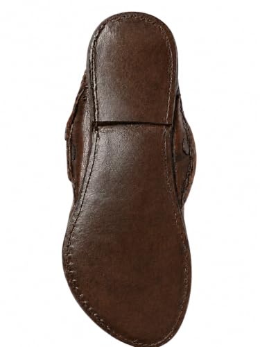 Image of Men's Luxury Handcrafted Genuine Leather Kolhapuri Slippers -C- E43 BROWN
