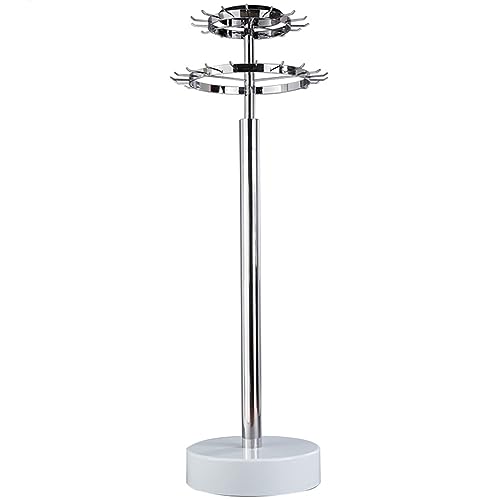 UWYTGF Floor Standing Belt Hangers Belt Storage Holder,Closet Belt Organizer 360°Rotation Belt Display Stand,Closet Accessories Organizers Belt Hook Rack,Silk Scarf Hanging Rack,Silvery,90X30X156Cm