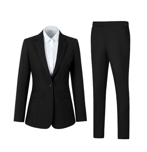 Women's Suiting 2 Piece Lady Formal Solid Jacket Outfit Business Office One Button Blazer Pant Slim Fit Suit Set for Work - Image 5