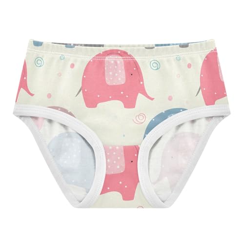 Cute Pastel Colors Elephants Beige Girls Underwear Toddlers 2t Cotton Panties for Girl Funny Briefs Girls Undies