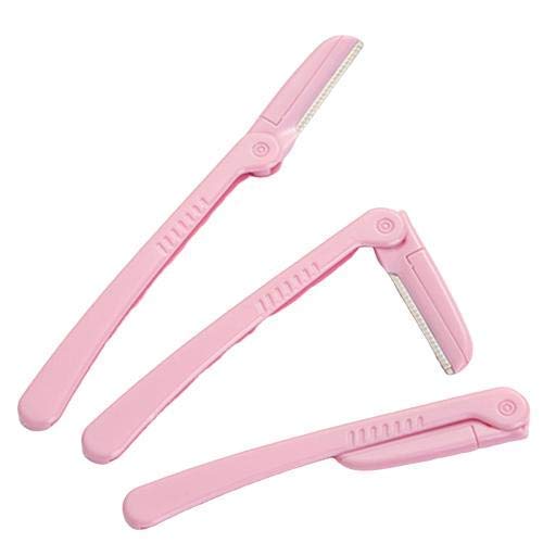 G 3Pcs/Set Pink Facial Eyebrow Trimmer Armpit Hair Razor Beauty Face Eye brow Shaper Shaver Stainless Steel Blade Makeup Tools For Women (Pink)