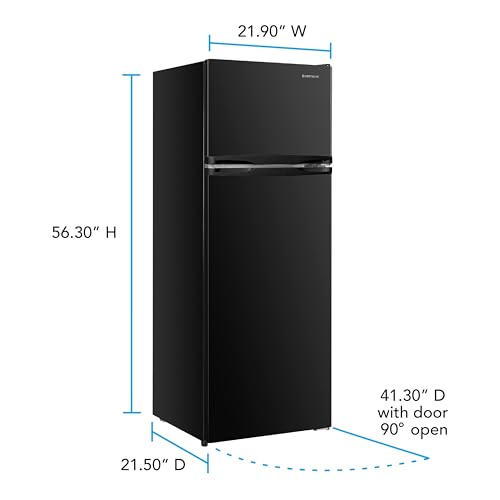 Image of West Bend Apartment Refrigerator Freestanding Reversible Dual Doors Full Fridge with Freezer, Full-Range Temperature Control with Adjustable and Removable Door Bins and Shelves, 7.5-Cu.Ft, Black
