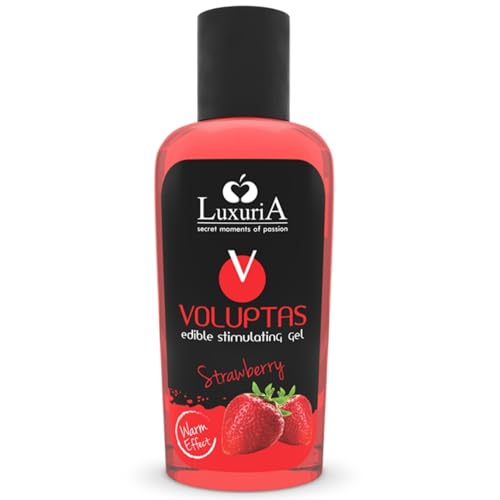 Gel de Masaje Comestible Efecto Calor 100 ml | Aceite de Masaje para Parejas |Lubricante Textura Deslizante y Aroma Intenso | Lubricante Compatible con Látex (Fresa)