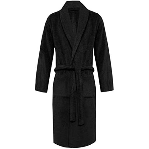 Unisex Mens Womens 100% Luxury Egyptian Cotton Super Soft Terry Towelling Bath Robe Ladies Dressing Gowns Towel Bathrobe Nightwear Housecoat (Shawl Neck/Black) Cover