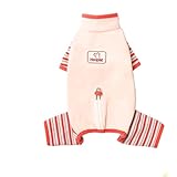 AttRex 可愛い 犬服 パジャマ つなぎ ペット ロンパース 春秋冬 小型犬 中型犬 ドッグウェア Tシャツ 柔らかい ルームウェア 防寒 暖かい 部屋着 寝間着 着脱やすい (L,ピンク)