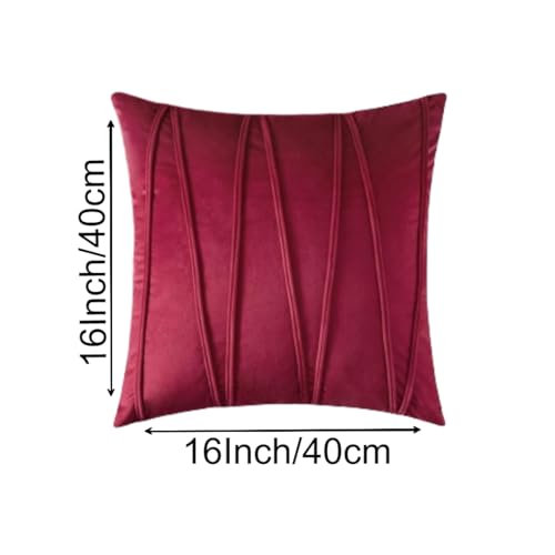 Image of Amazon Brand - Umi Decorative Striped Throw Pillow Covers 16 X 16 Inch,Soft Solid Velvet Pillow Covers Cushion Case with Zigzag Pattern for Sofa Bedroom 40 X 40 Cm (Pack of 2) Wine