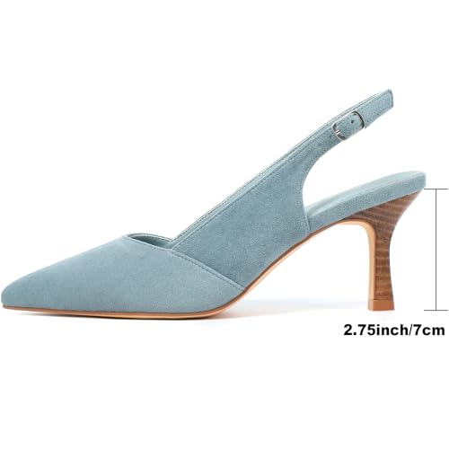 Image of Mostrin Kitten Heels for Women Slingback Pointed Closed Toe Heels Women's Pumps Shoes for Wedding, Party, Commuting