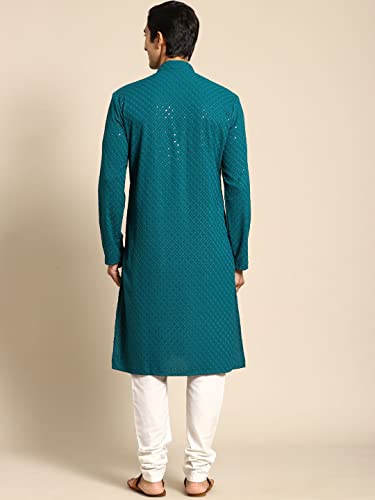Image of Rajubhai Hargovindas Men Chikankari and Sequin Work Kurta