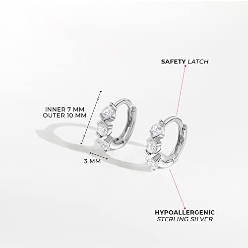 925 Sterling Silver 10mm Clear Cubic Zirconia XO Small Hoop Huggie Earrings For Infants & Toddlers- Beautiful & Trendy Jewelry Collection For Young Girls and Teens- Safe For Kids With Sensitive Ears4