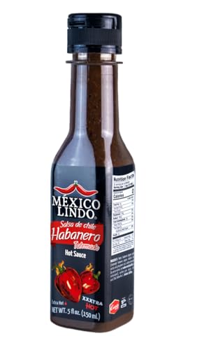 Image of Mexico Lindo Habanero Hot Sauce Xxxtra Hot | 83,200 Scoville Level | Mix of Habanero, Tatemados & Spices | Perfect for Quesadillas, Soups & Nachos | 5 Fl Oz Bottles (Pack of 12)