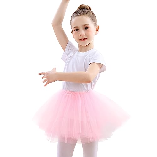 DGSHIRLDJO Faldas de Tutú, 5 Capas Falda Tul Princesa Tutus Faldas para Niñas 3 8 Años Cumpleaños/Daily Wear/Halloween Disfraz (Rosa)