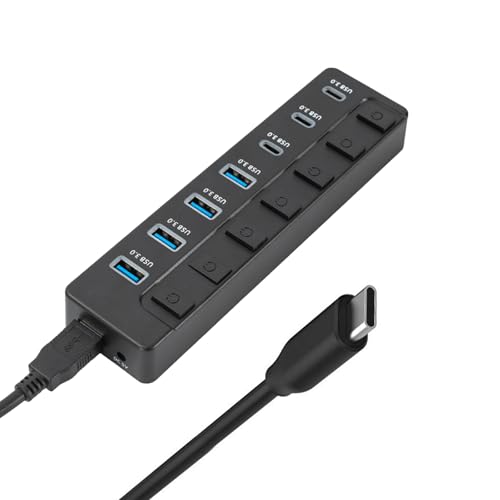 Adaptateur USB C 7 ports multi-répartiteur transfert rapide données ordinateur de bureau