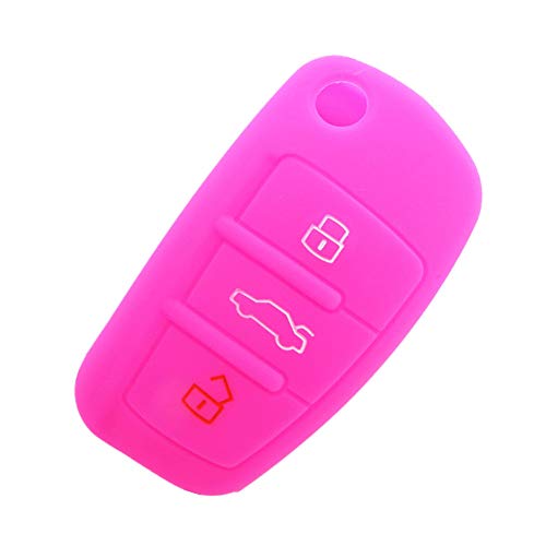 Happyit Silicone Car Remote Key Fob Shell Cover Case for Audi Sline A3 A5 Q3 Q5 A6 C5 C6 A4 B6 B7 B8 TT 80 S6 (Rose Red) - Image 3
