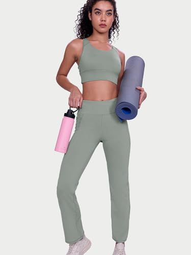 Image of Enamor High Rise Full Length Pull on Boot Cut Active Pant for Women - Relaxed Fit, Quick Dry, Antimicrobial - A402