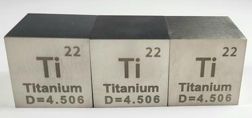Image of 1.5 inch 38.1mm Titanium Metal Cube Ti up to 99.9% Pure Periodic Table Element Engraved Density Collection Science Education Display Block Cube + Acrylic Case Box - 1PC