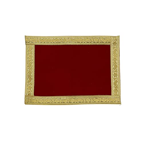 Set of 5 Mat Aasan Small Pooja Aasan Decorative Cloth(Size:- 7\X10\) Laxmi Ganesh Multipurpose Pooja Indian Traditional Cultural Festival Ganesha Decorations Item Article Puja Kit(Marron)