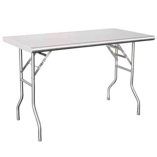hardura folding stainless steel table 24x48 inches with adjustable undershelf and legs nsf commercial portable folding prep table for restaurant kitchen home and hotel