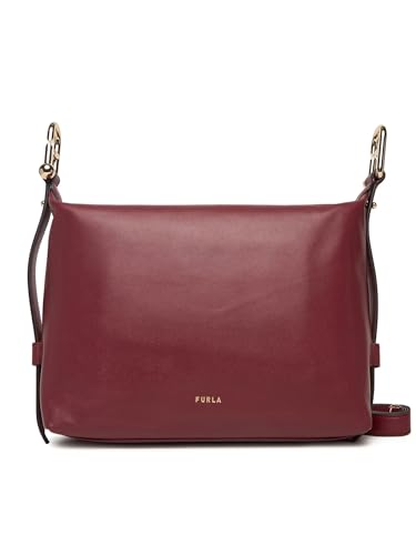 Sac à épaule Furla Vitello Claris Lux, le grand sac hobo en cuir rouge foncé