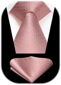 HISDERN Ties for Men Wedding Tie & Pocket Square Houndstooth Formal Business Plain Necktie Handkerchief Set