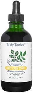 Vitanica Daily Calm Tonic, Natural Liquid Stress Relief Supplement, Dr. Formulated, Organic Lemon Balm, Kava Kava and Passion Flower, for Women, Men & Adults, Alcohol Free, Vegan, 4 Ounce