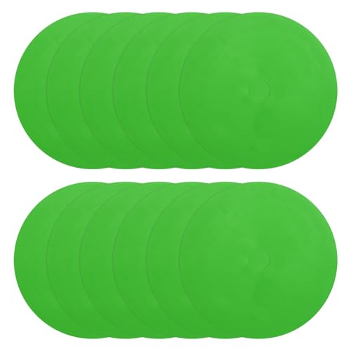 PATIKIL Spot Markers 6 Inch, 12 Pcs Non-Slip Floor Dots Agility Markers Flat Field Cones Poly Dot with Hole for Gym PE Speed Training Dance Soccer Basketball Sports, Green