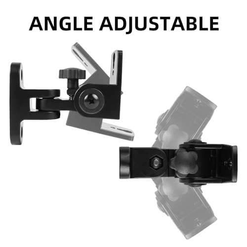 Nbguigdstr Universal Speaker Wall/Ceiling Mount Brackets,180°Adjustment,2 Packs Black Metal Wall Mount for Small Speakers,Bookshelf Speakers,Surround Sound Speakers Holder-Support up to 30lbs