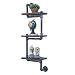 GWH Industrial Pipe Shelving Wall Mounted,11.8in Rustic Metal Floating Shelves,Steampunk Real Wood Book Shelves,Wall Shelf Unit Bookshelf Hanging Wall Shelves,Farmhouse Kitchen Bar Shelving(3 Tier)