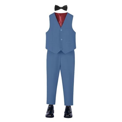 Image of YuanLu Boys Suit Homecoming Dresses for Kids Ring Bearer Outfit Suits Tuxedo Formal Vest and Pants Suit Set