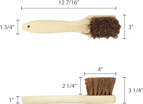 TrueCraftware 12-inch Wok Brush Palmyra Bristles with Wooden Handle - Wok Brush Cleaning Brush Kitchen pan Brush Scrub Brush Kitchen Cleaning Brush Pot Scraper Scrubber Dish Pan Brush for Cooking