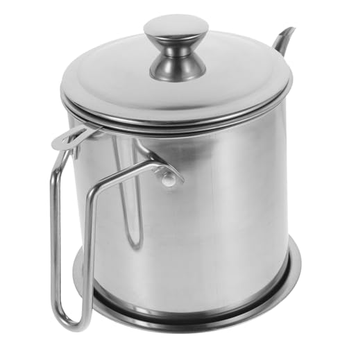 Alipis Bacon Grease Holder Stainless Steel Oil Storage Pot Strainer Jar for Cooking Oil and Grease