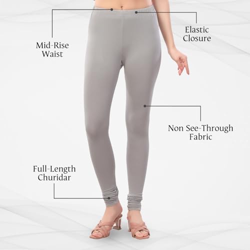 Image of TRASA Ultra Soft Cotton 4 Way Stretchable Churidar Solid Regular and Plus 20 Colours Leggings for Womens and Girls -Sizes :-M, L, XL, 2XL, 3XL, 4XL, 5XL, 6XL