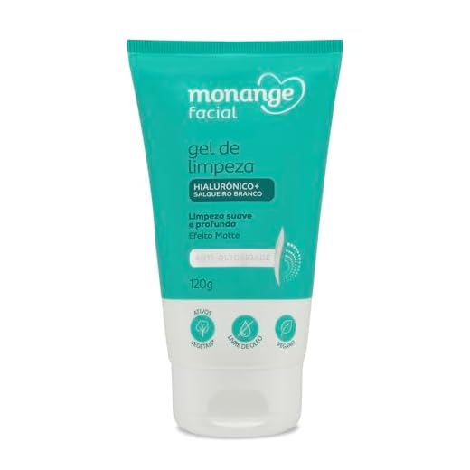 Monange Gel de Limpeza Facial Anti-oleosidade com Ácido Hialurônico e Salgueiro Branco 120g