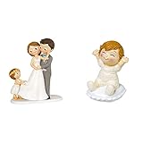 Tiene una base estable Mopec Figura Pastel De Boda Novios E Hija, Poliresina, Gris, 8,6 X 18,8 X 21,4 Cm + Figura De Pastel Novios con Bebé Sentado, Poliresina, Marfil, 5X5X8 Cm