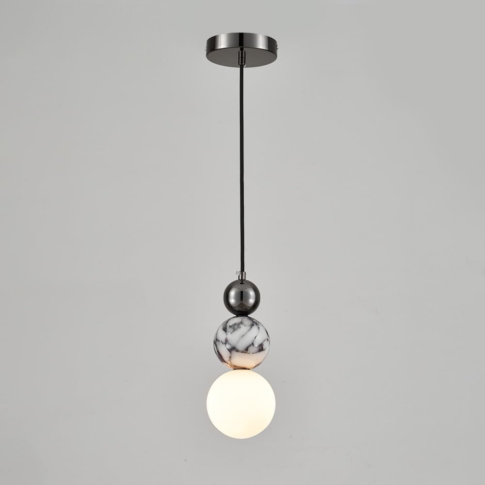 Photo 1 of Aolyzmt Marble Pendant Light with Frosted Glass Shade