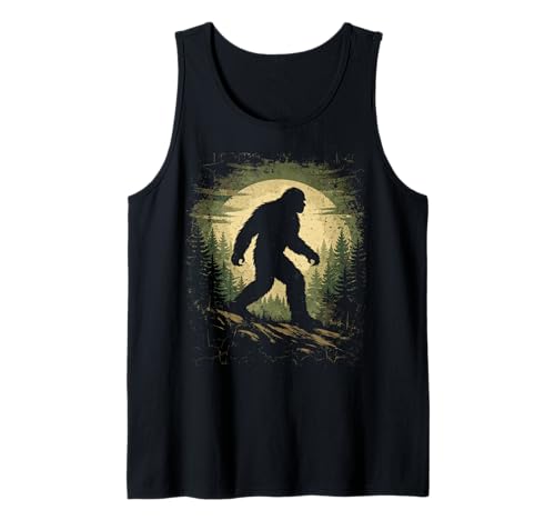 Bigfoot Sasquatch Vintage Forest Cryptid Believer Moon Men Tank Top