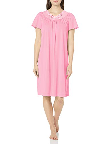 Shadowline Women's Plus-Size Petals 40 Inch Short Flutter Sleeve Waltz Gown, Rosy Pink, 3X