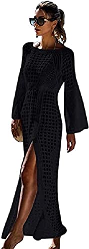 UMIPUBO Vestido de Playa Mujer Suelto Pareos Playa V-Cuello Camisolas y Pareos Ganchillo Vendaje Bikini Traje de Baño Cover up Tunica Talla Grande