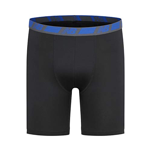 New Balance Boy's Performance Sport Boxer Briefs 3-Pack, Black/Team Royal/White, Medium #TOP1