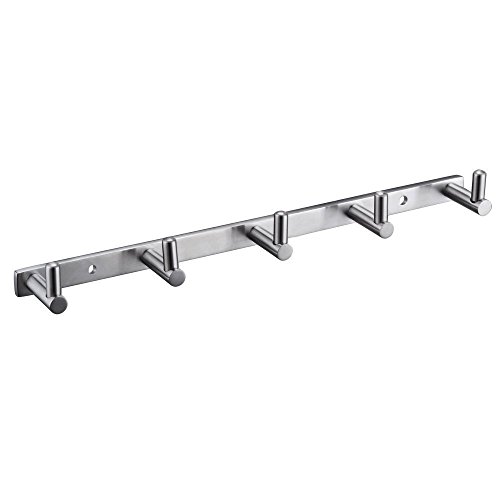 Preisvergleich Produktbild IMIEE Handtuchhaken Bademantelhaken Kleiderhaken Edelstahl 5 Haken selbstklebend Nickel Haken gebürstet