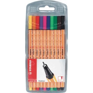 STABILO point 88 schwarz, blau, grün, grau, rot, gelb Filzstift – Stifte (schwarz, blau, grün, grau, orange, rot, lila, gelb, Mehrfarbig, Orange)