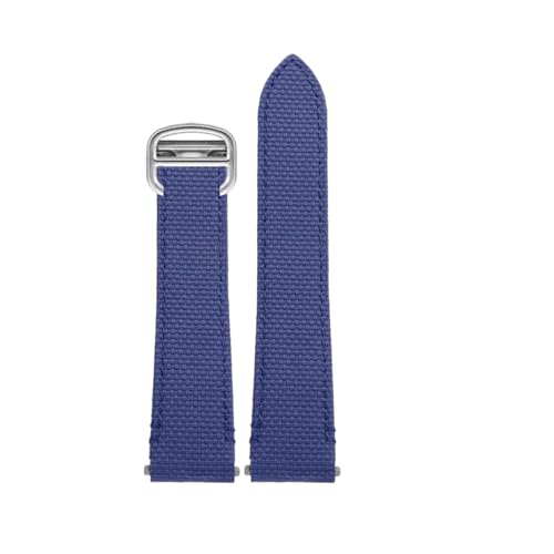 FKM ���o�[���v�o���h Cartier Santos De WSSA0009 WSSA0010 �ƌ݊�������A�N�C�b�N�����[�X�����p�t�b�f�S���X�g���b�v 19mm 21mm(A-Blue-Silver,19mm)