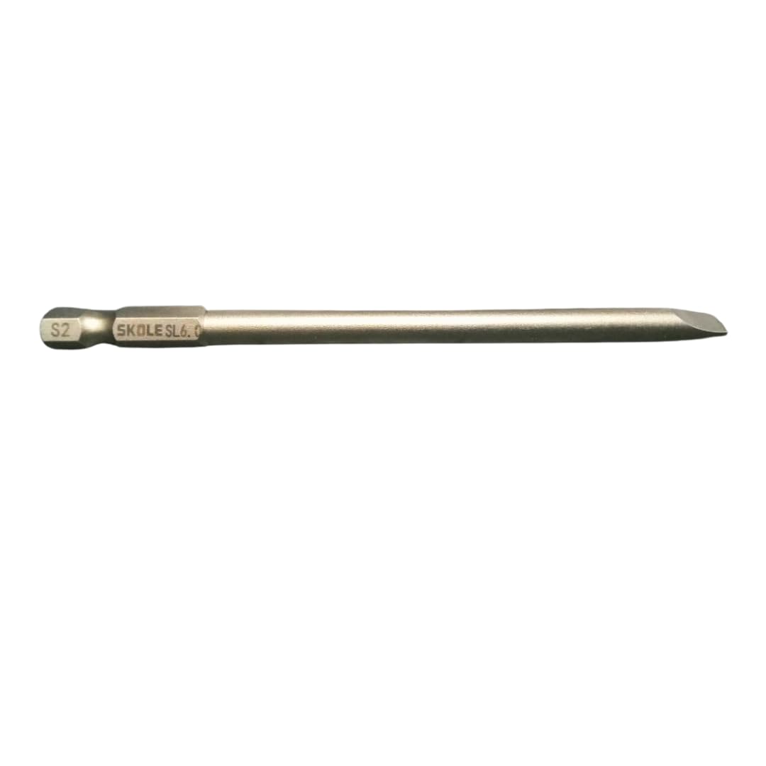 Professional Extra Hard, Single Ended FLAT MINUS Screwdriver Bits, Type SL 6MM, Length 110mm, 6X110MM, Grey, Pack Of 10-image-1