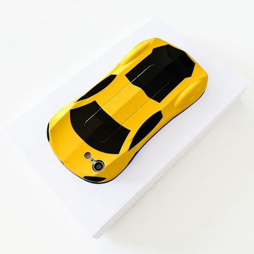 3D Car Case for iPhone SE 7 8 Kids Boys Teen, Glossy Yellow Cool Design Protective Thick Sturdy Full Body iPhone SE2 Phone Cover, Fashion Sports Race Car iPhone SE3 2022 Case Men (Ycar)