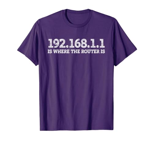 Router IP Address 192.168.1.1 Nerd Geek Networking T-Shirt, Men, Purple, X-Large