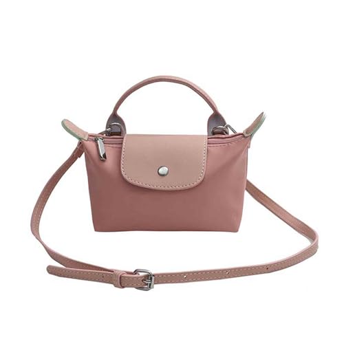 Women's Pink Minimalist Square Saddle Crossbody Phone Compartment Handbag, 2.3 x 6.2 x 4.3 inches