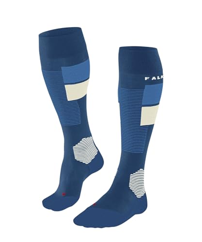 FALKE Men's SK4 Advanced M Kh Wool Functional Yarn Warm Thin 1 Pair Skiing Socks, Blue King Fisher 6834 Trend, 8-9