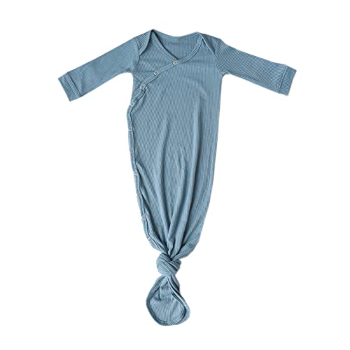 Image of Copper Pearl Baby Gown - Knotted Newborn Sleepers for Baby Boy and Girl, Soft Stretchy Long Sleeve Infant Gowns with Bottom Tie and Hand Mittens, Perfect Hospital Coming Home Outfit (Atlantic)