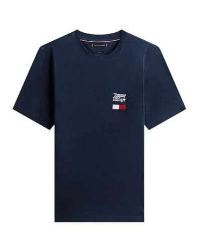 T-shirt Tommy Hilfiger homme bleu Mw0mw42367 anti-déformation col